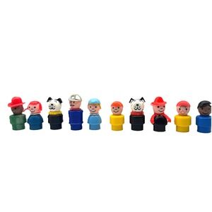 Fisher Price Little People Lot‎ of 10 VTG Boy Girl Toy Farmer Dog Mixed Lot